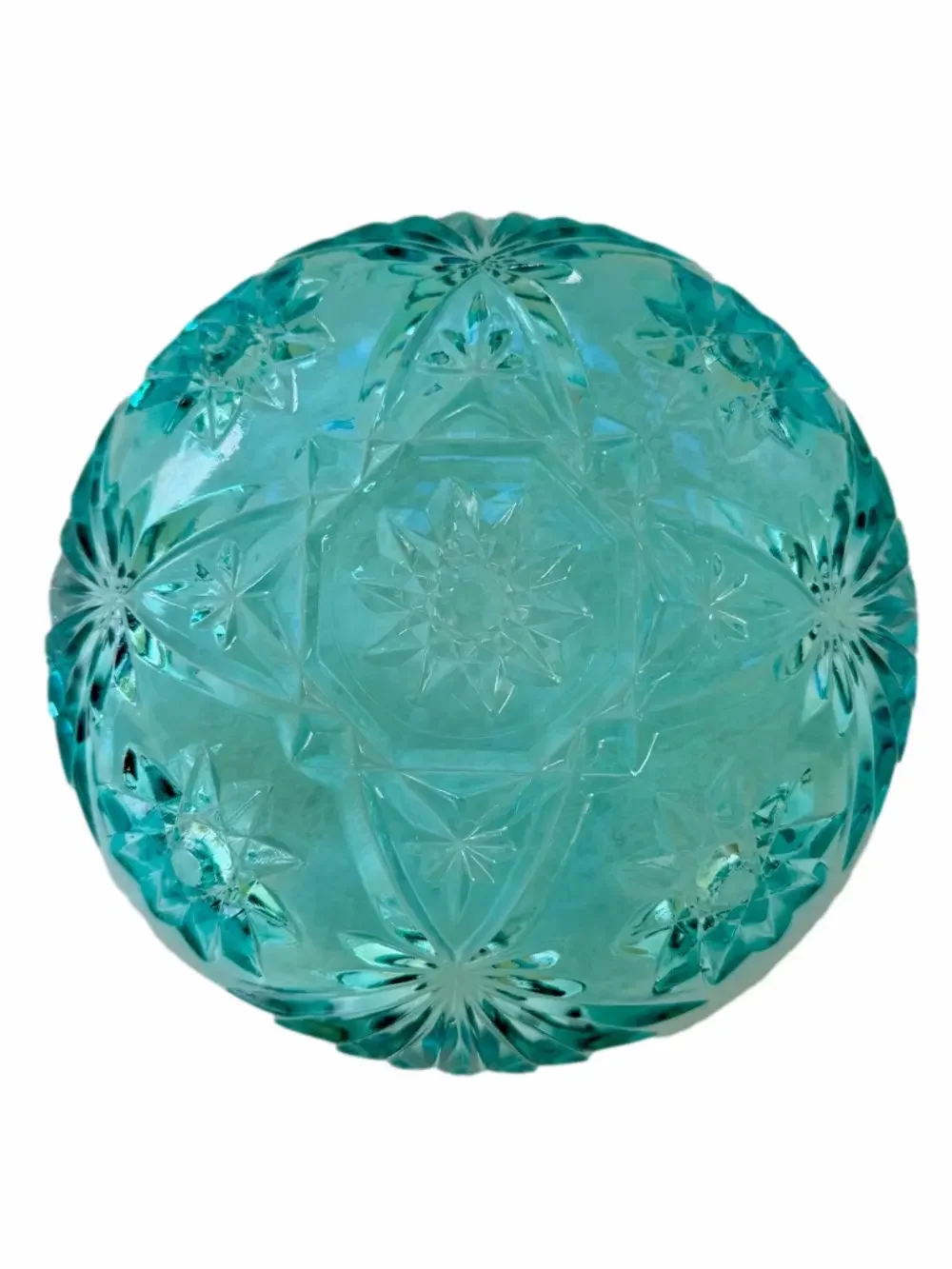 Anchor Hocking Vintage Early American Prescut Aquamarine Blue Glass Bowl Star